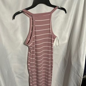 High Neck Pink Bodycon Midi Dress